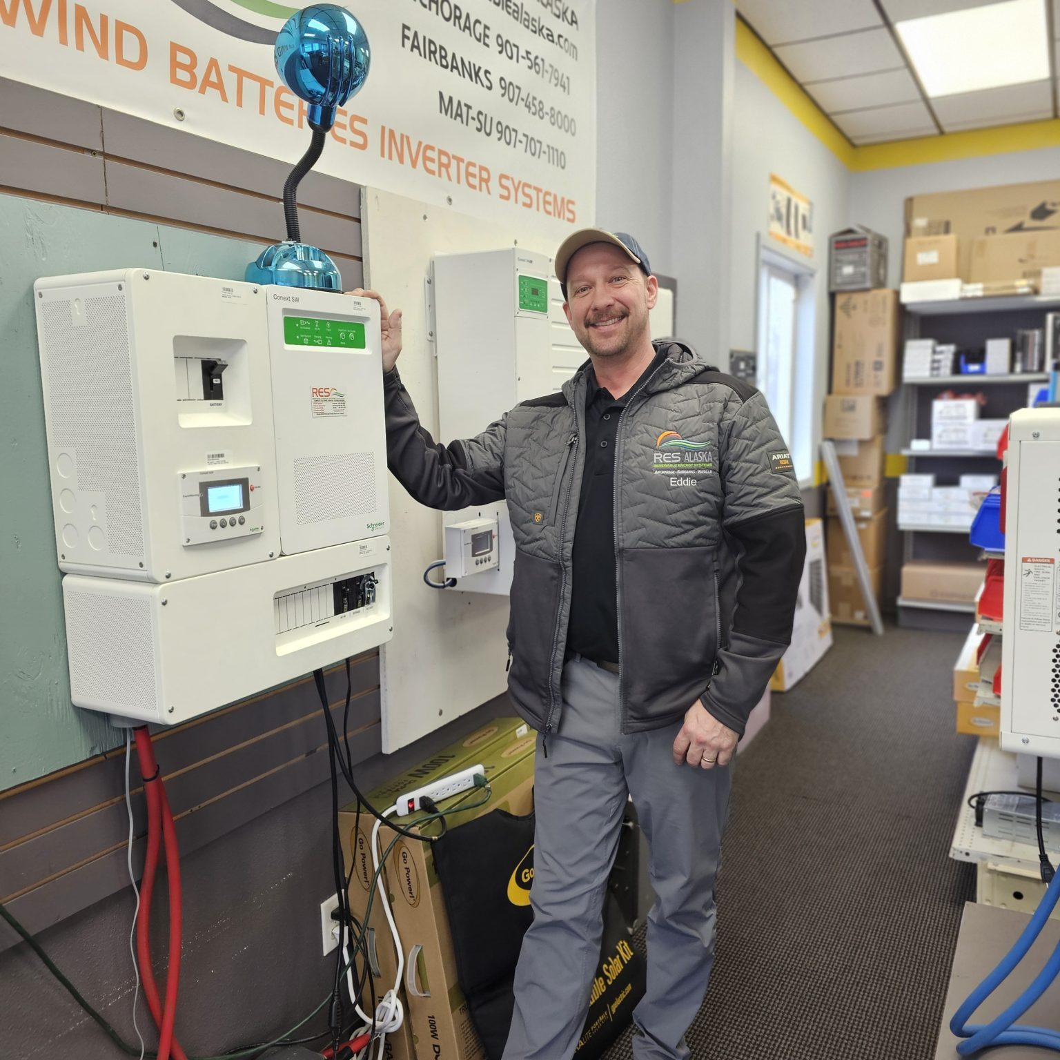 RES employee, Eddie, shows finished installation